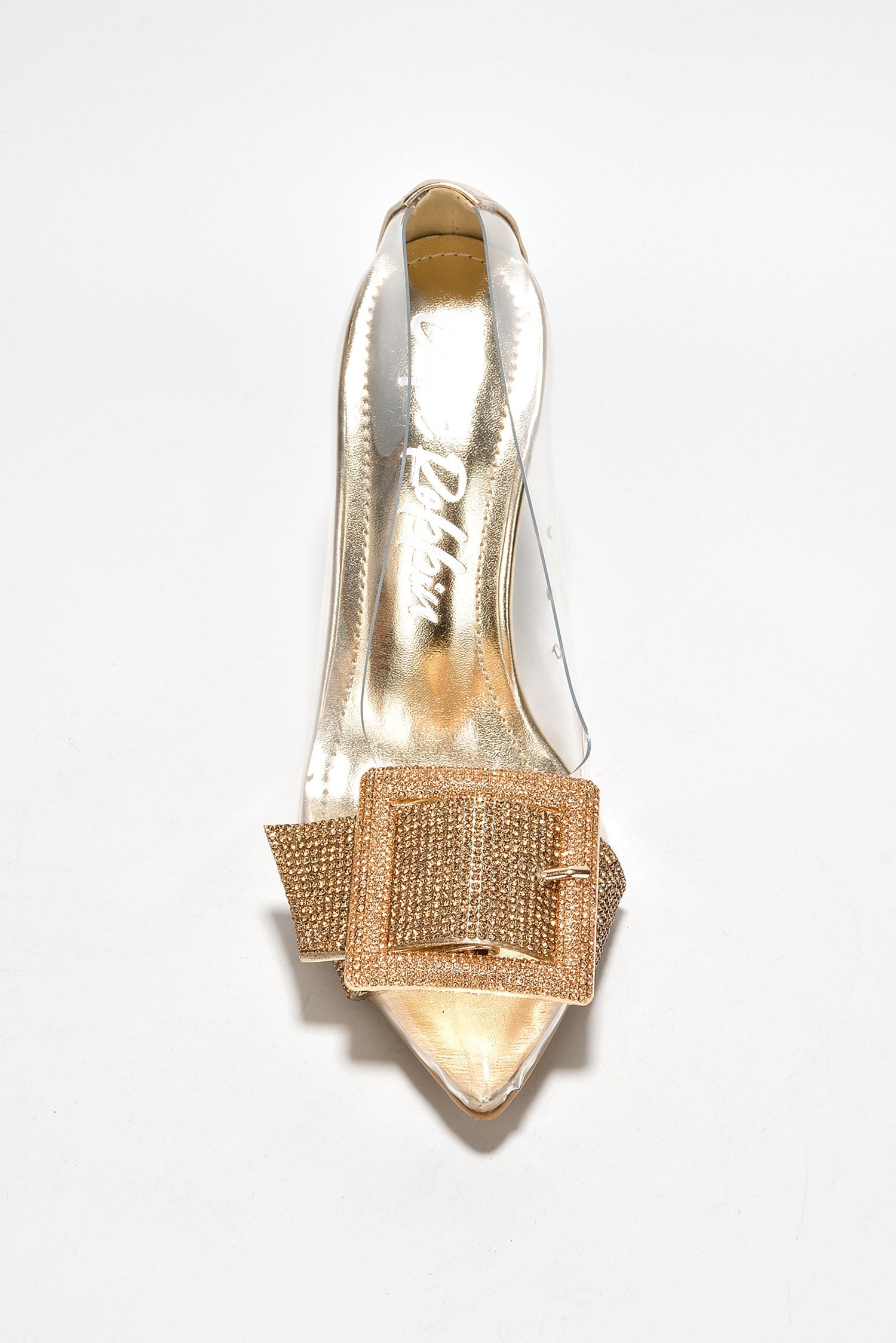 Lorie Diamanté Buckle Decor High Heel Clear Pumps
