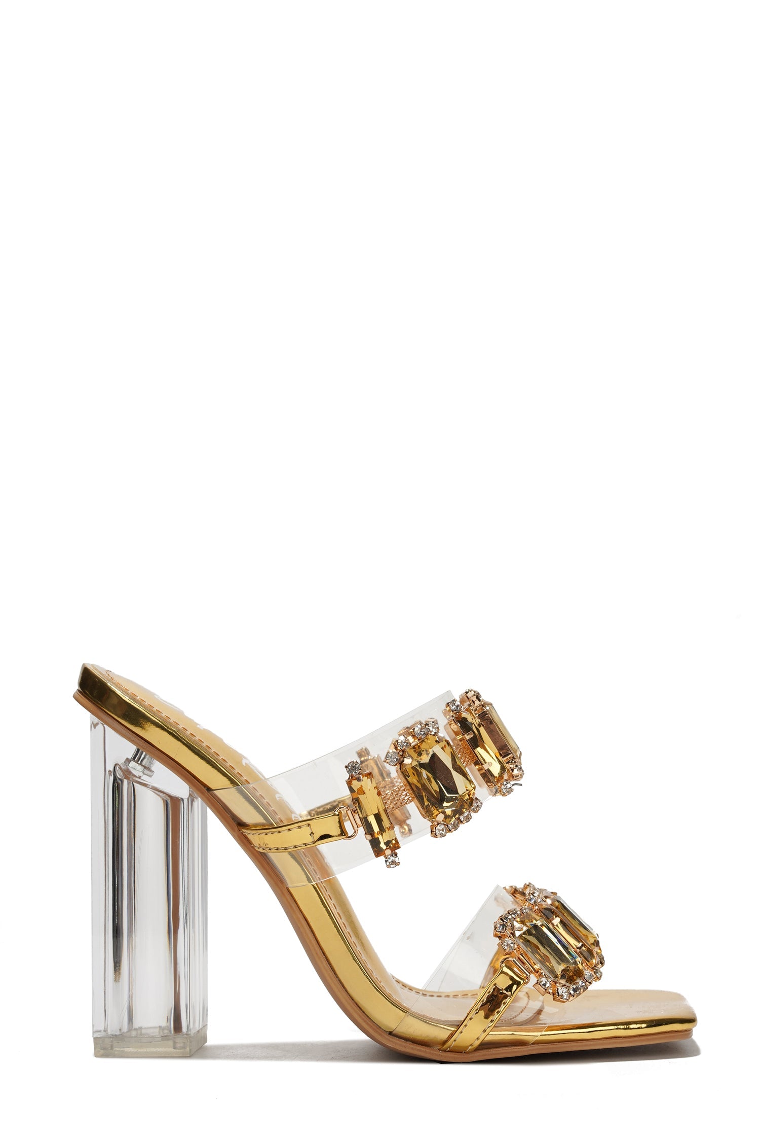 Marbella Bejeweled Perspex High Heel Mules