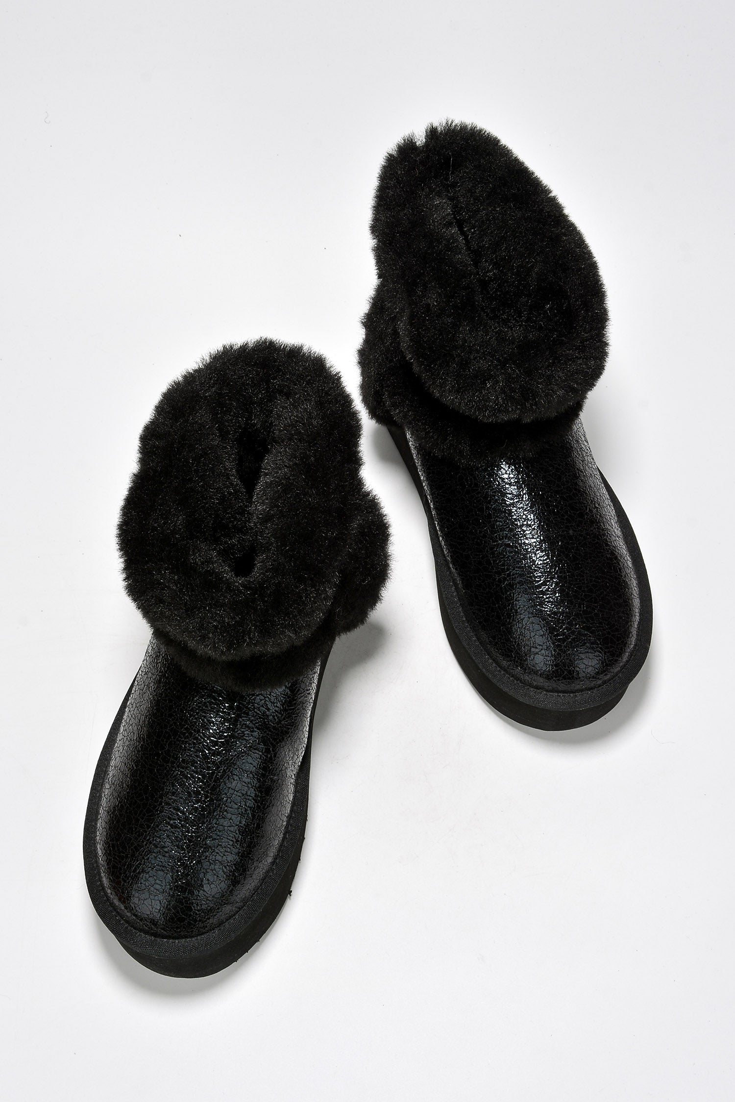 Glimmer Faux Fur Trim Metallic Platform Ankle Boots