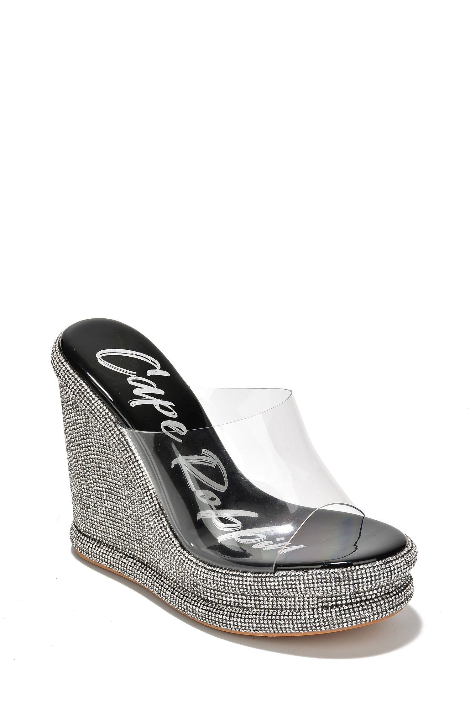 Stacia Rhinestone Wedge Perspex Heels