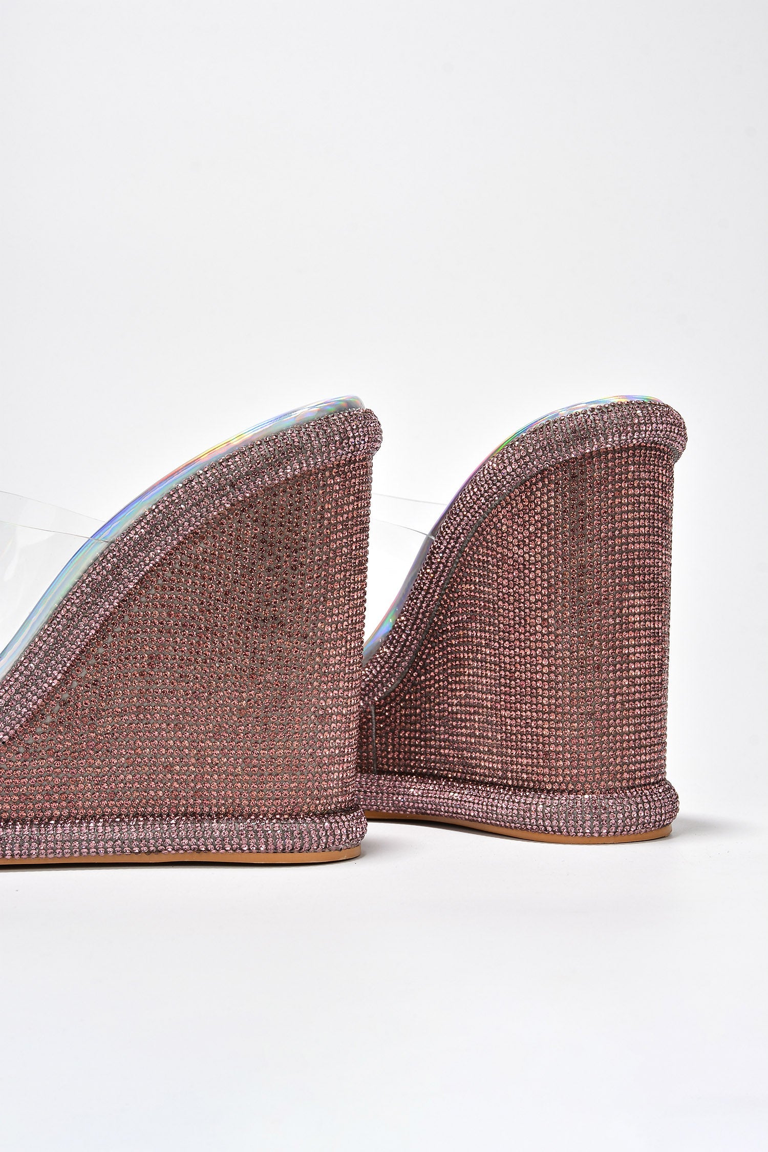 Stacia Rhinestone Wedge Perspex Heels