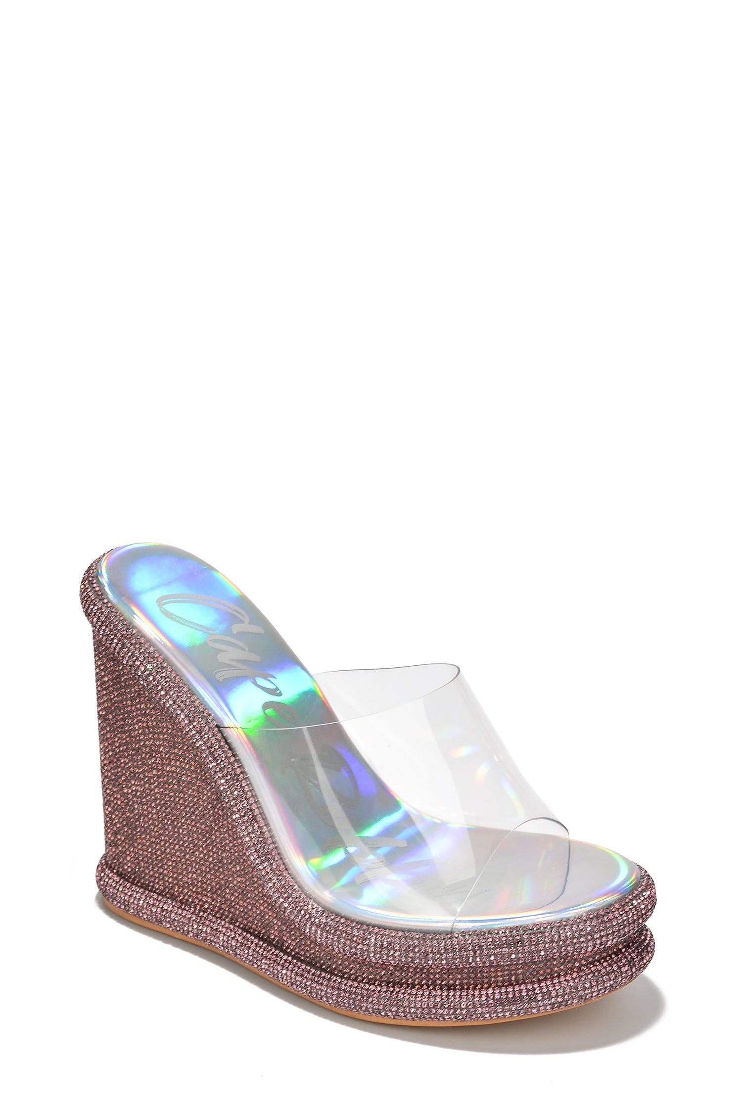 Stacia Rhinestone Wedge Perspex Heels