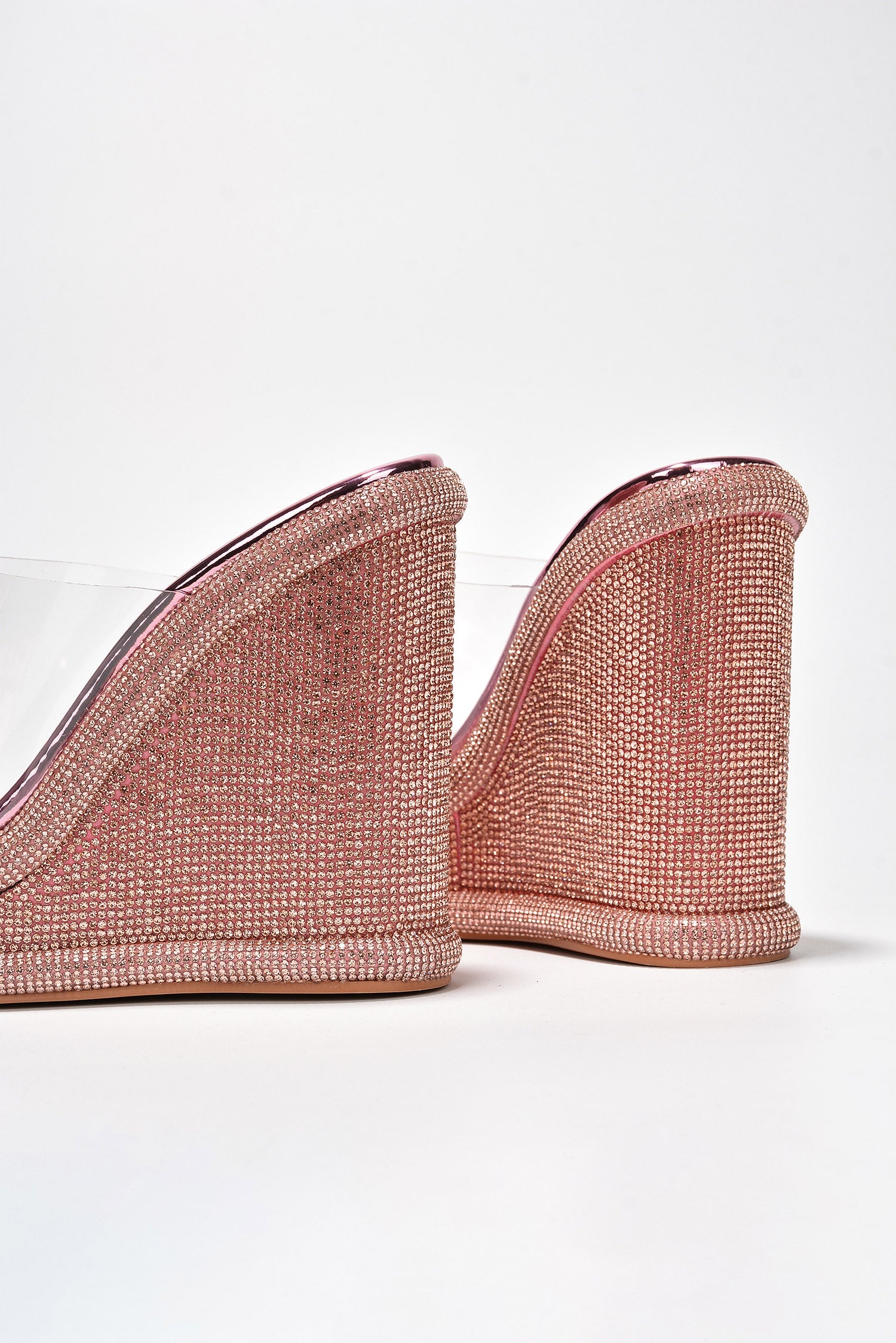 Stacia Rhinestone Wedge Perspex Heels