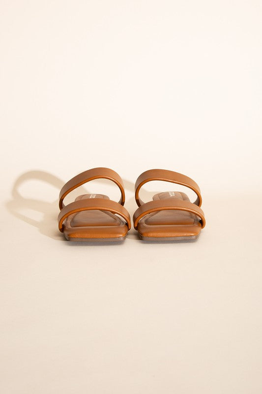 Leila Double Strap Square Toe Slide Sandals