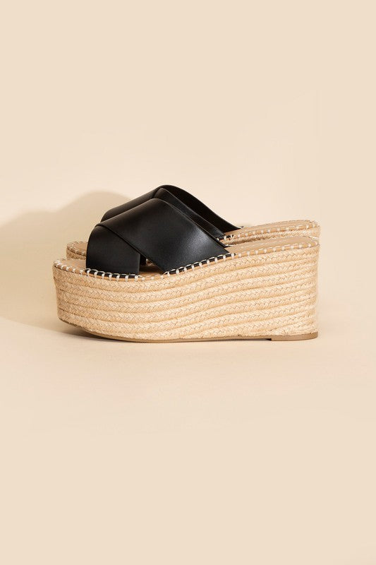 Sundaze Metallic Platform Espadrille Slide Wedges