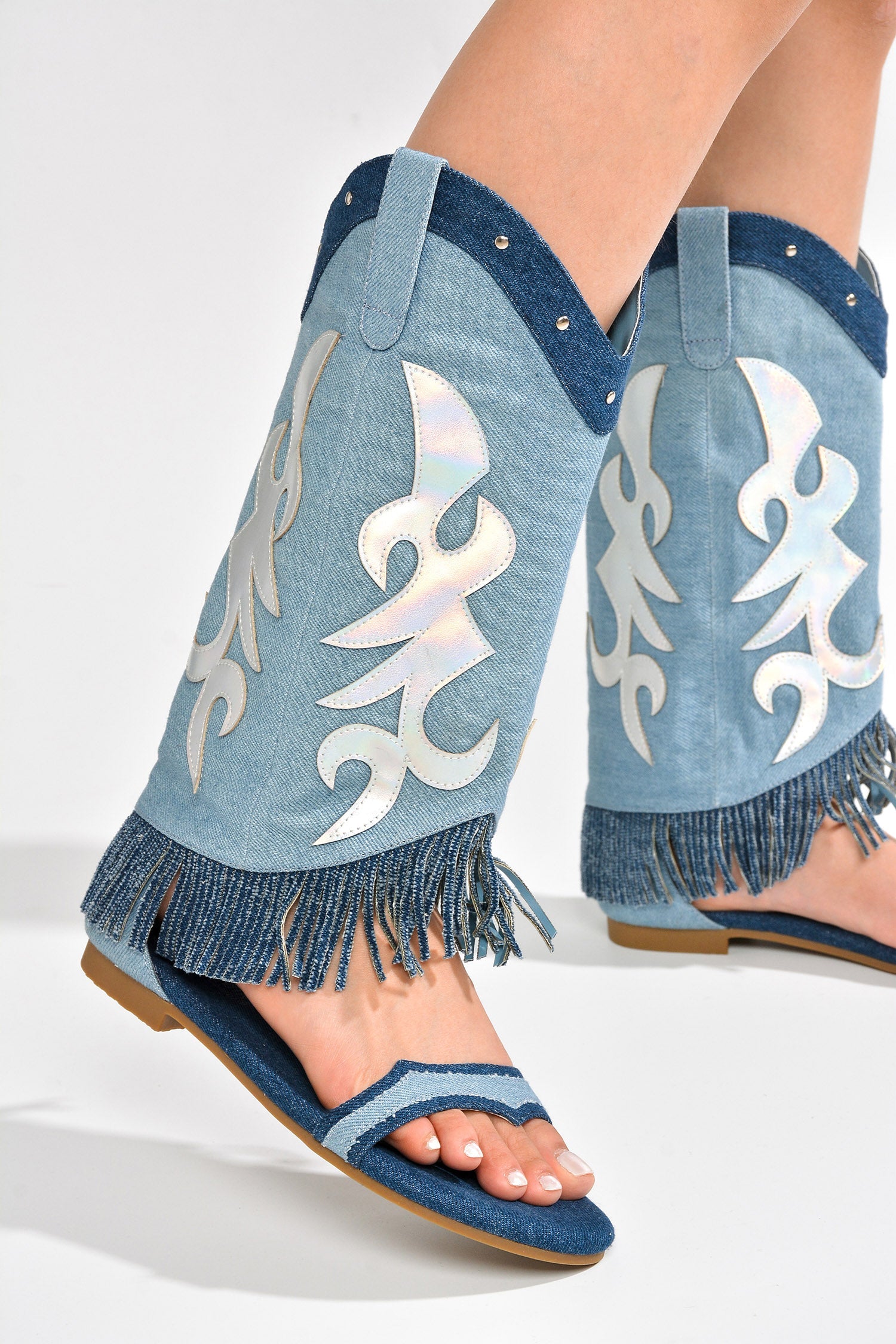 Rodeo Girl Western Fold Over Flat Sandals