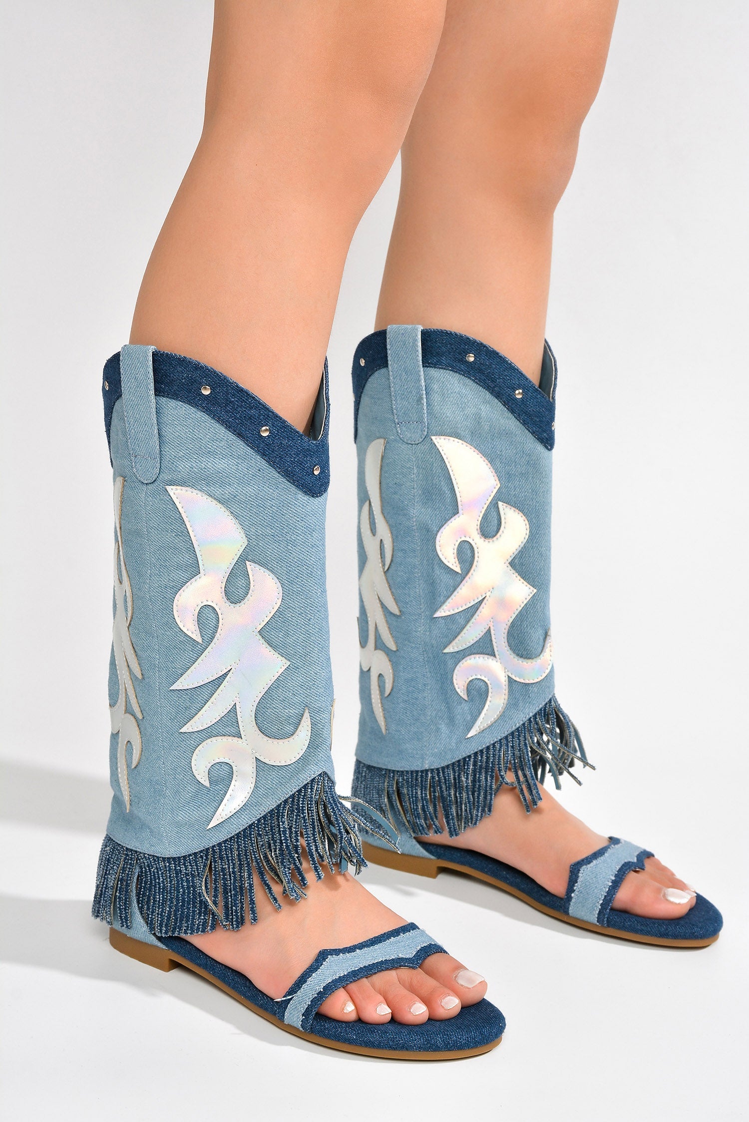 Rodeo Girl Western Fold Over Flat Sandals