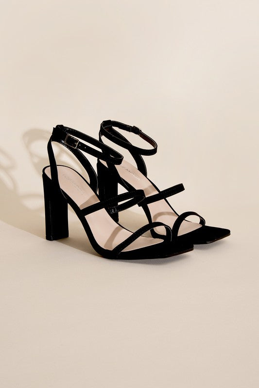 Nina Triple Strap Square Toe High Heels