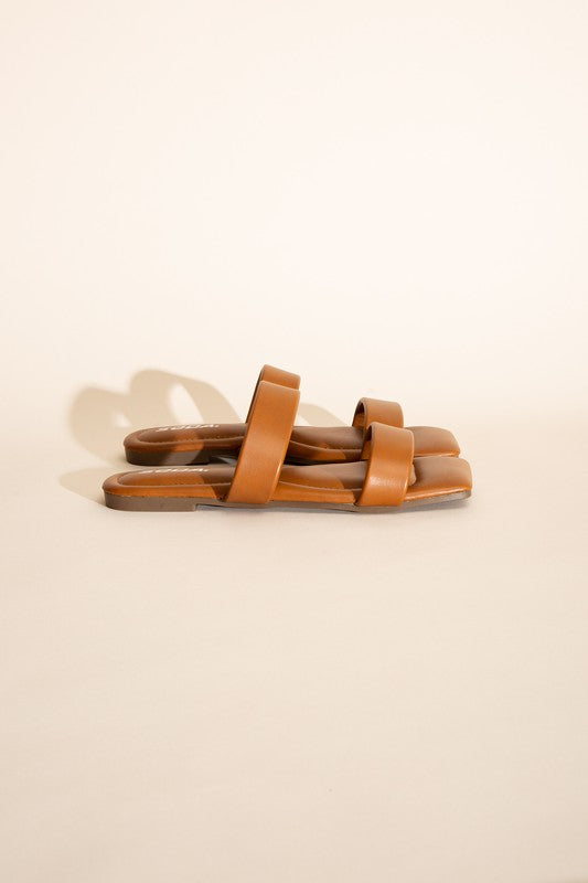 Leila Double Strap Square Toe Slide Sandals