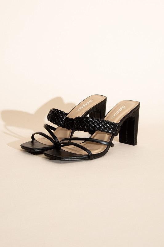 Mina Braided Strap High Heel Mule Sandals