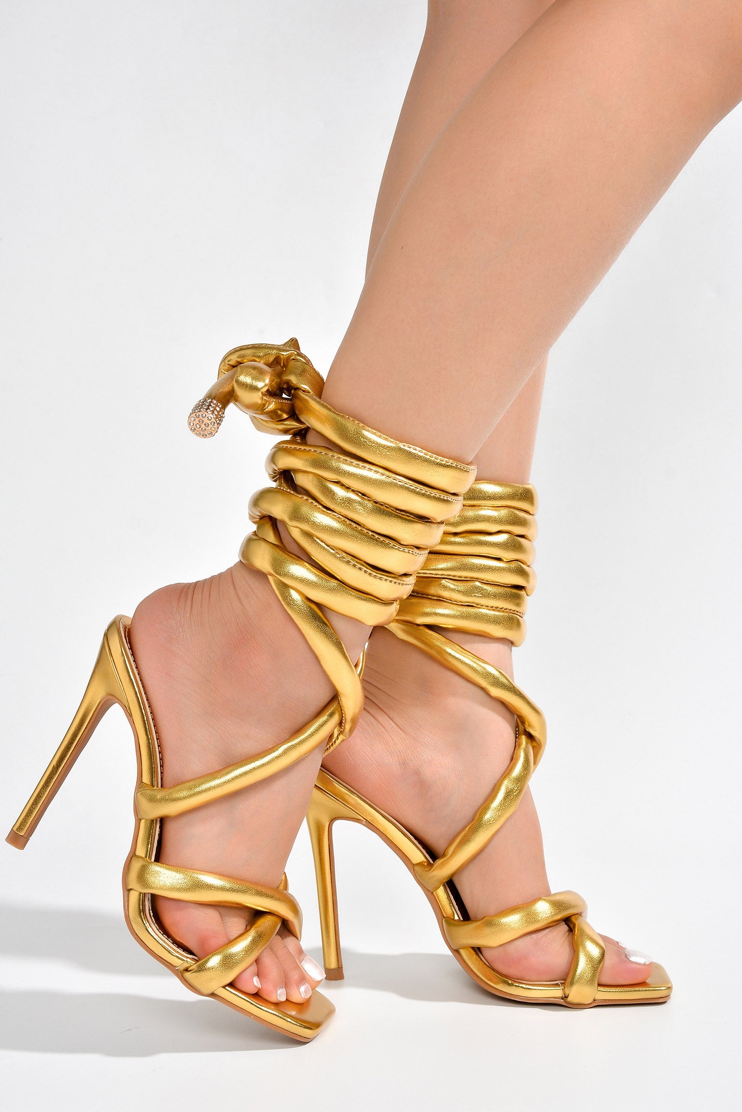 Fayella Lace Up Square Toe Heels