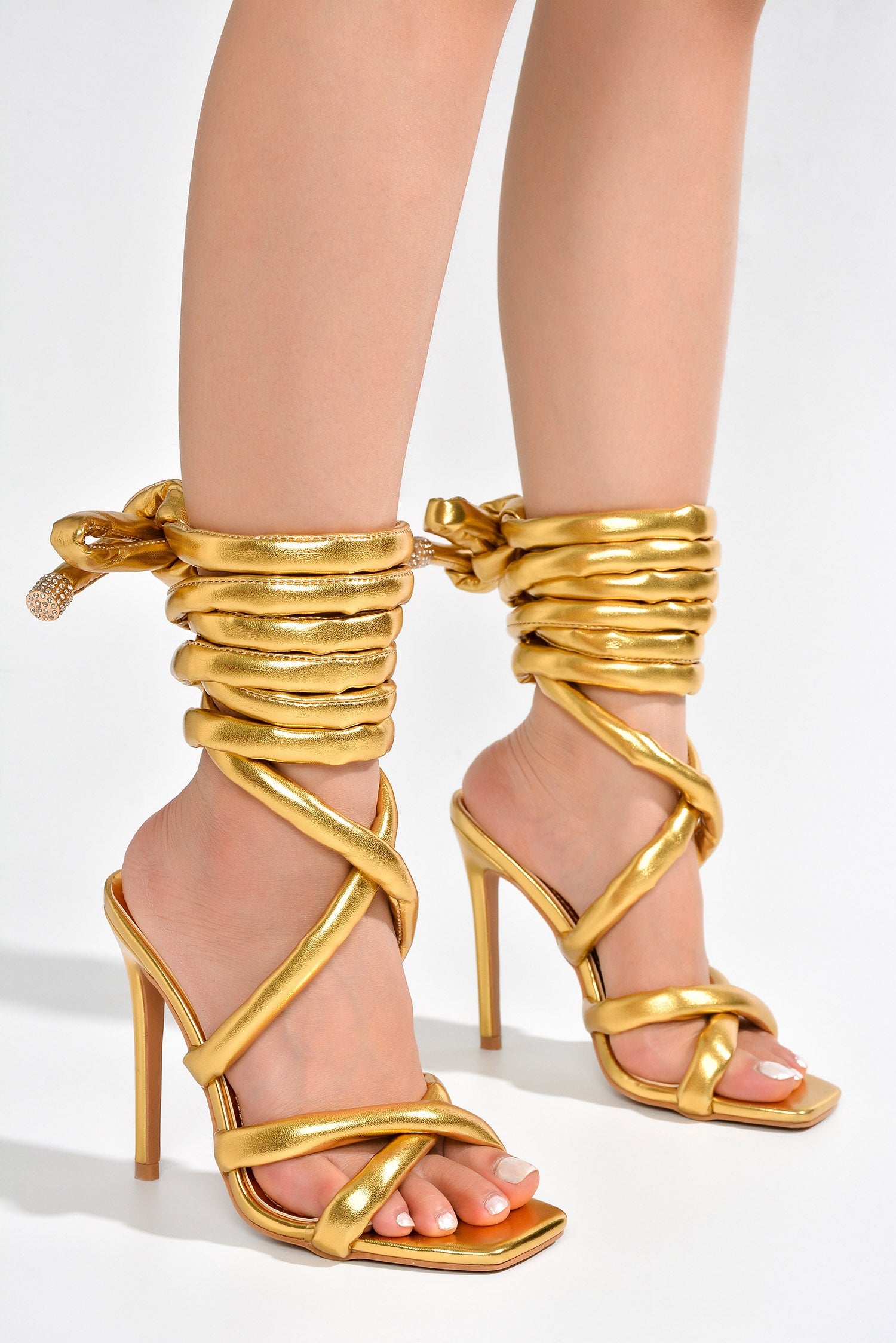 Fayella Lace Up Square Toe Heels