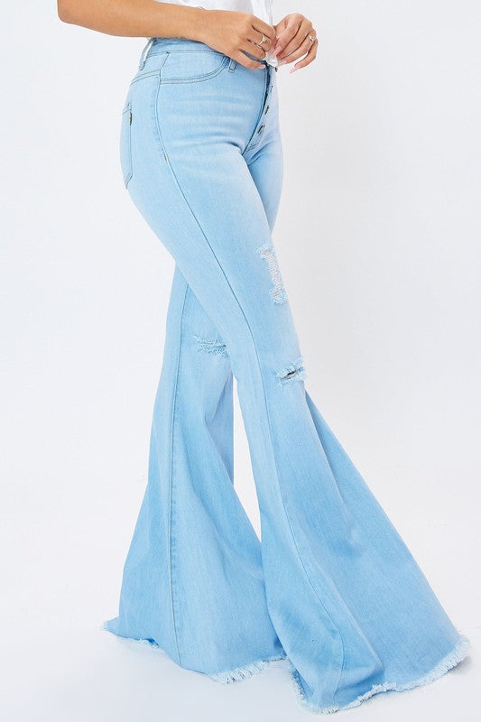 Curves Ahead High Rise Distressed Flare Jeans