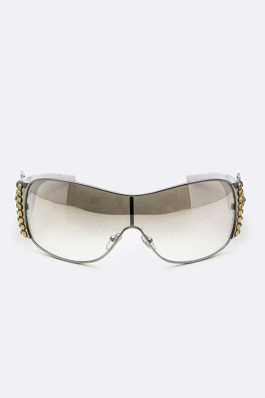 Crystal Embellished Rimless Sunglasses