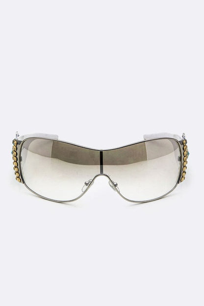 Crystal Embellished Rimless Sunglasses