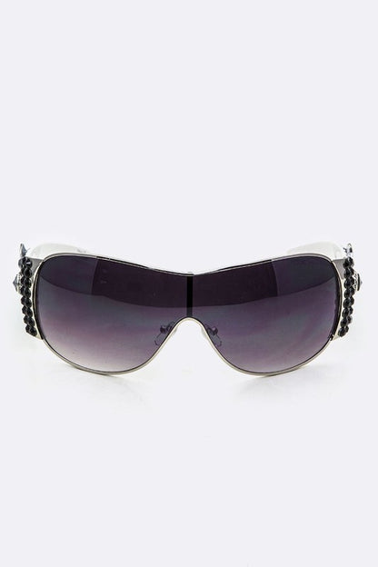 Crystal Embellished Rimless Sunglasses