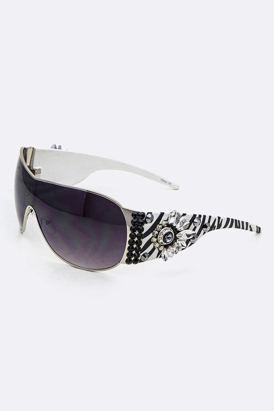 Crystal Embellished Rimless Sunglasses