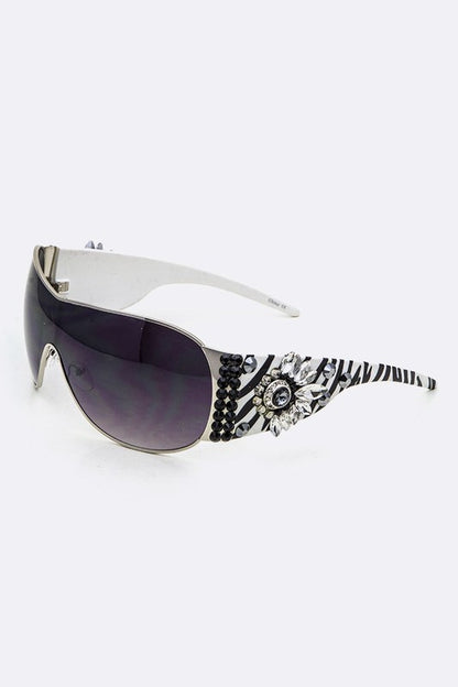 Crystal Embellished Rimless Sunglasses