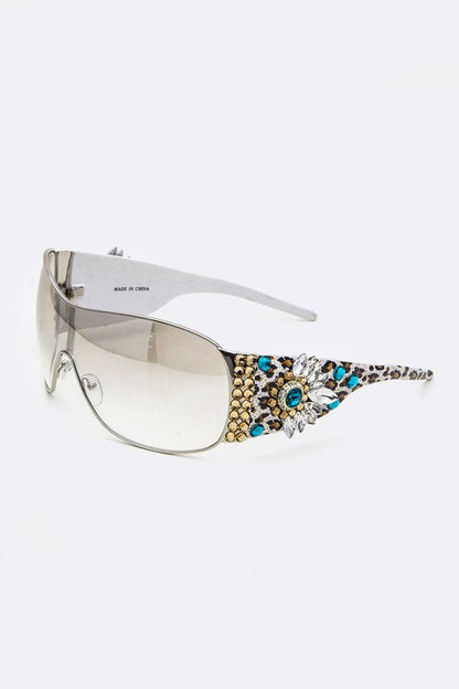 Crystal Embellished Rimless Sunglasses