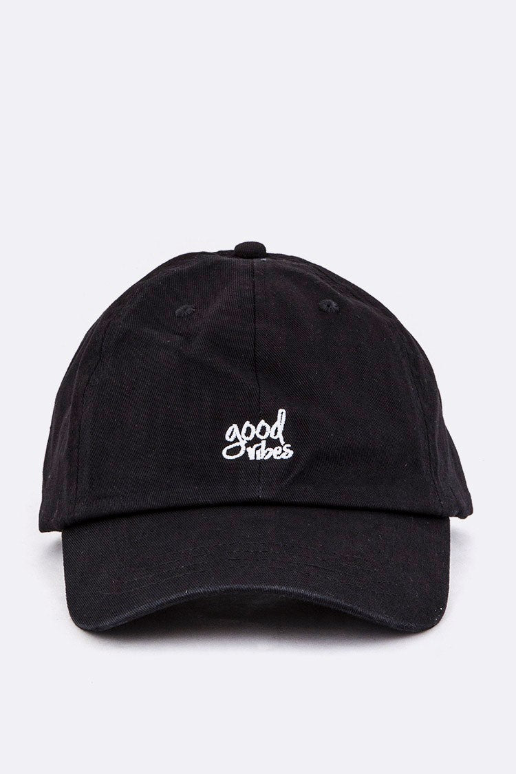 Good Vibes Embroidered Washed Baseball Cotton Cap
