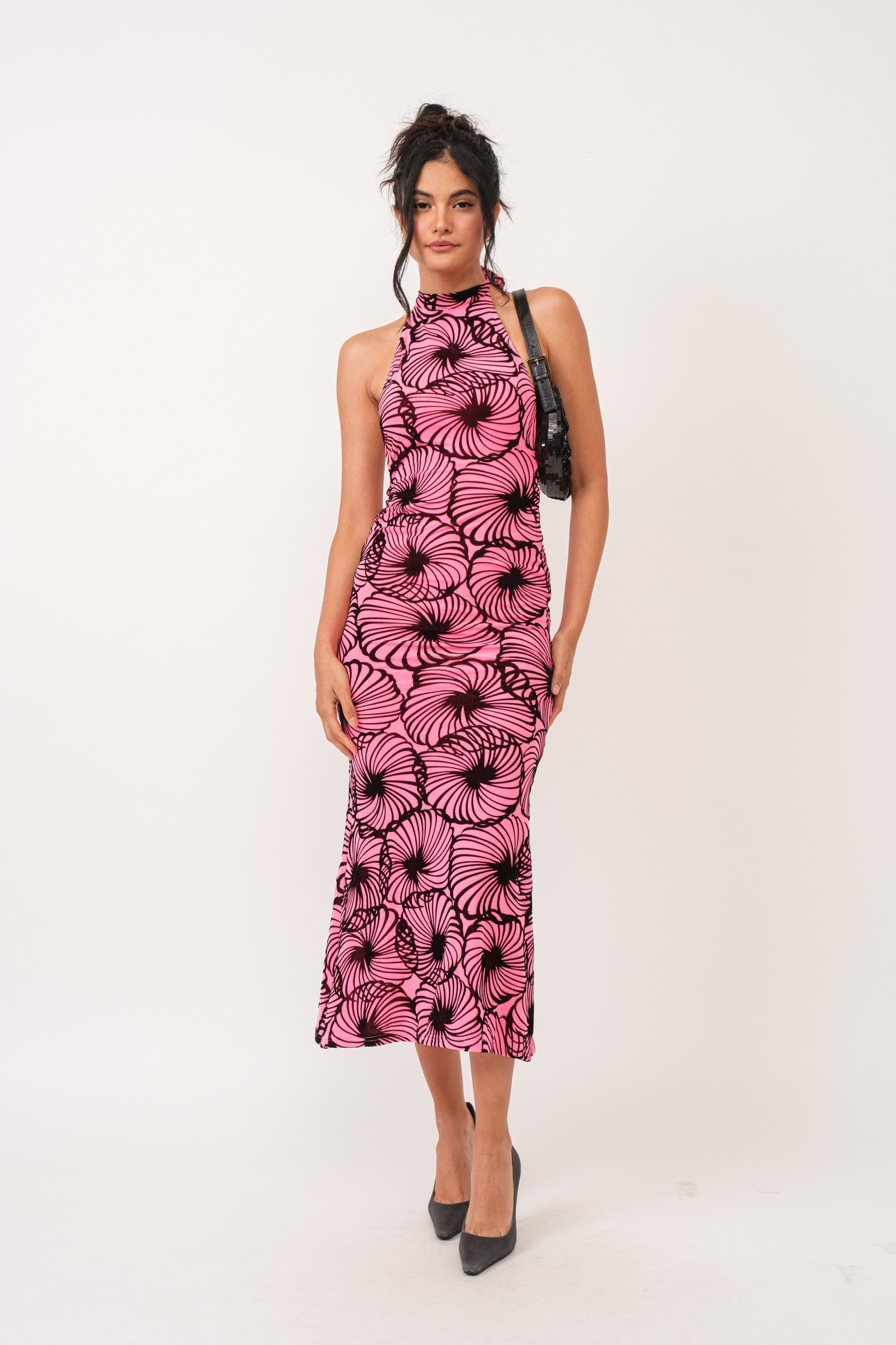 Ivy Velvet Burnout Flower Print Open Back Maxi Dress