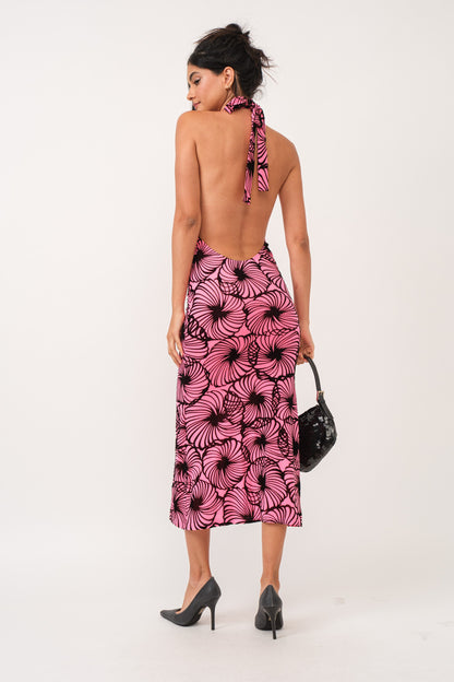 Ivy Velvet Burnout Flower Print Open Back Maxi Dress
