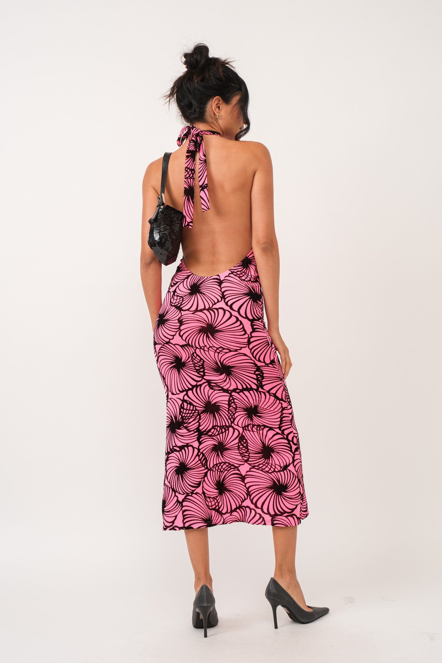 Ivy Velvet Burnout Flower Print Open Back Maxi Dress