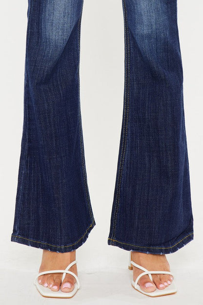Shay Mid Rise Dark Wash Flare Leg Jeans