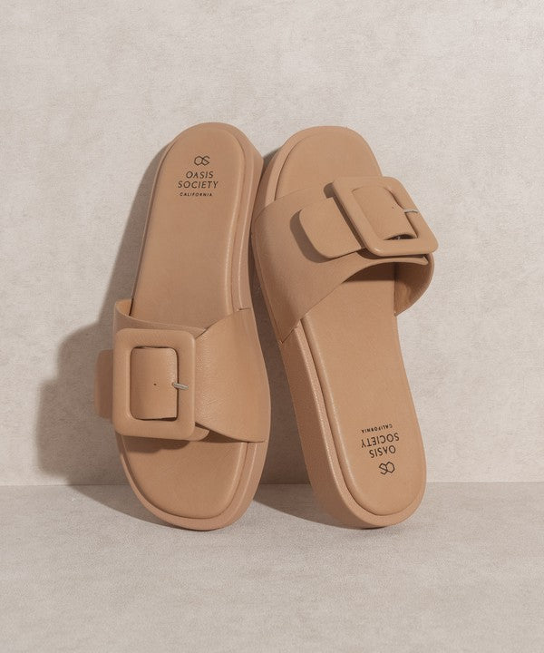 OASIS SOCIETY Daisy - Buckle Detail Flat Slide Sandals