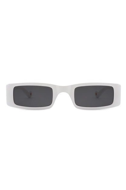 Hipster Glam Slim Rectangle Frame Tinted Sunglasses