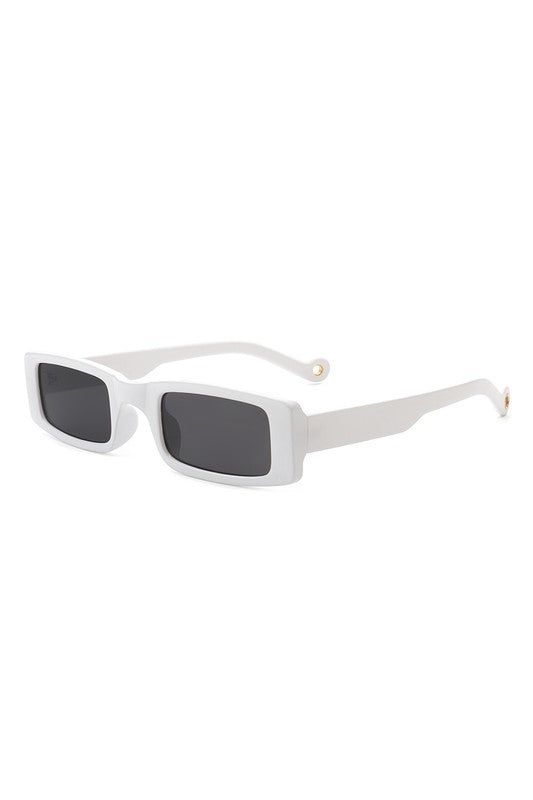 Hipster Glam Slim Rectangle Frame Tinted Sunglasses