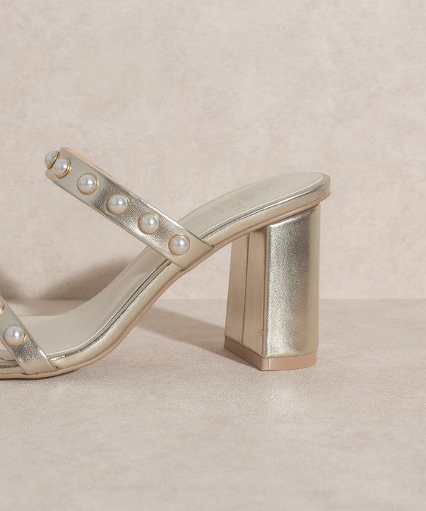 OASIS SOCIETY Victoria - Pearl Strap High Heel Mules
