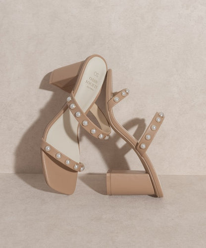 OASIS SOCIETY Victoria - Pearl Strap High Heel Mules