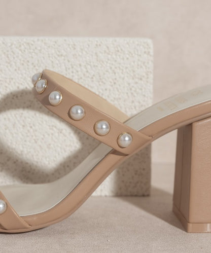 OASIS SOCIETY Victoria - Pearl Strap High Heel Mules
