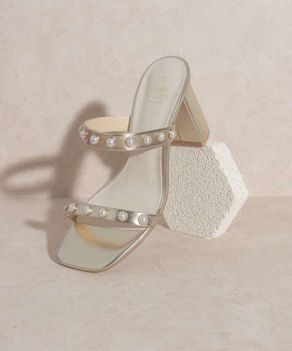OASIS SOCIETY Victoria - Pearl Strap High Heel Mules