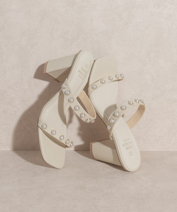 OASIS SOCIETY Victoria - Pearl Strap High Heel Mules