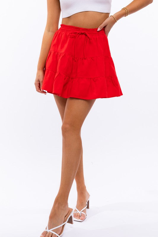 Smocked Waist Flare Mini Skirt