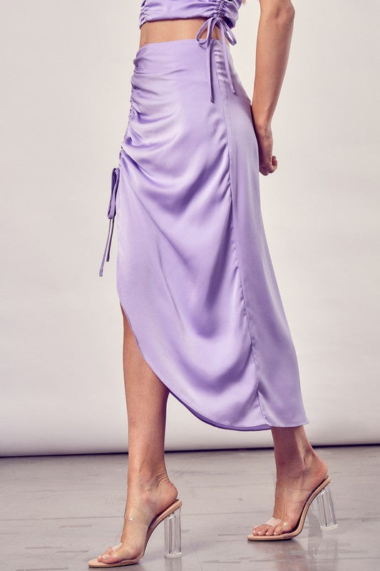 Born With It Gathered Side Satin Maxi Skirt