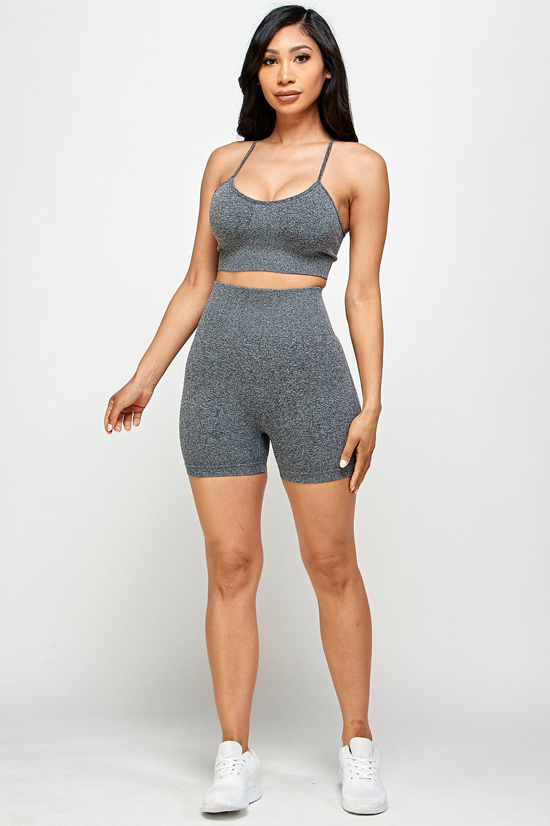 Stay Active Seamless Cami Crop Top And Biker Shorts Set