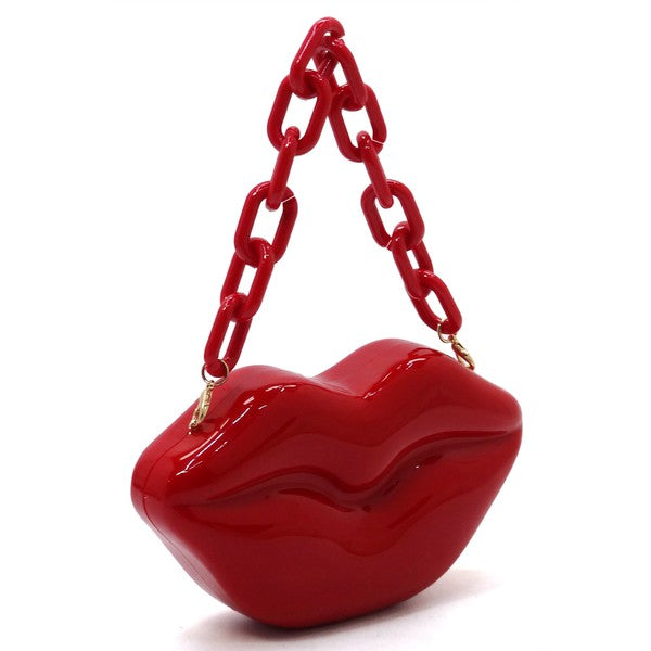 XOXO Acrylic Hard Case Lips Clutch Bag