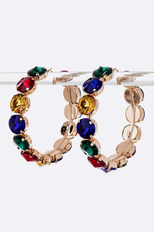 Iconic Oversize Crystal Rhinestones Hoop Earrings