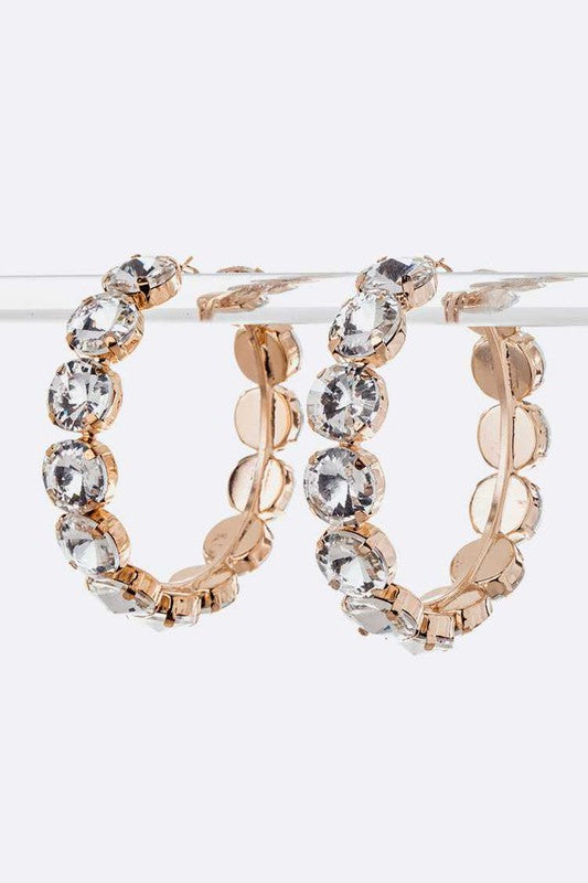 Iconic Oversize Crystal Rhinestones Hoop Earrings