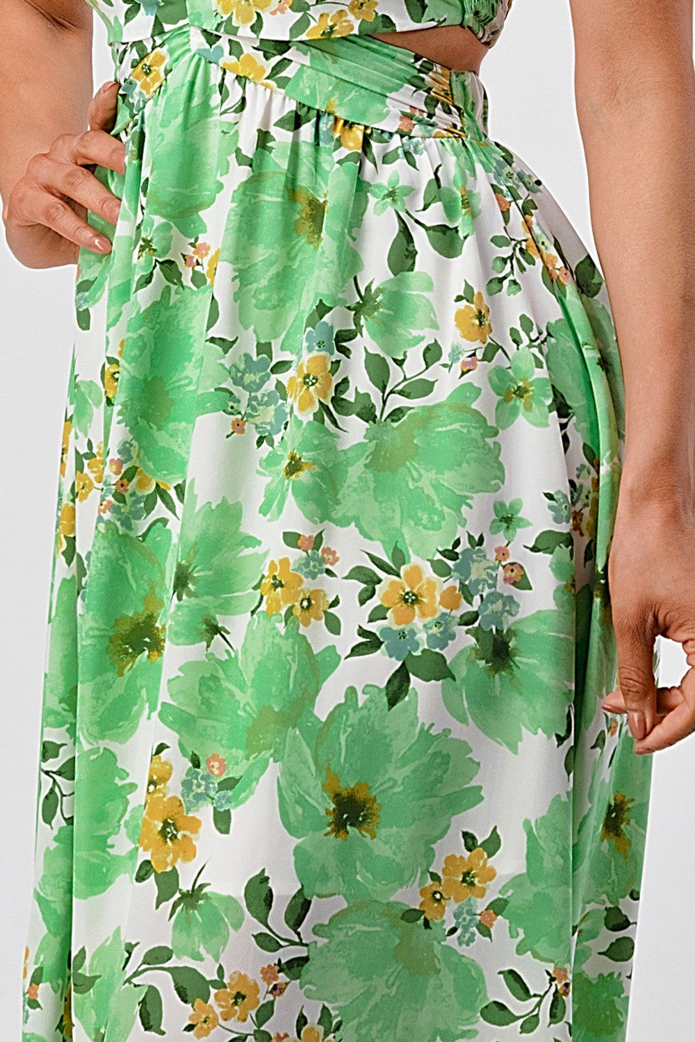 Marlo Floral Print Cutout Halter Maxi Dress