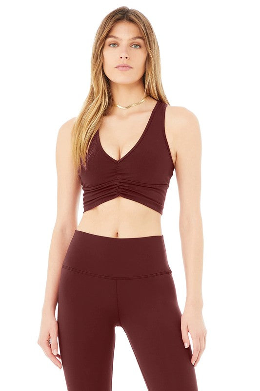 Work It Out Deep V Ruched Front Sports Bra