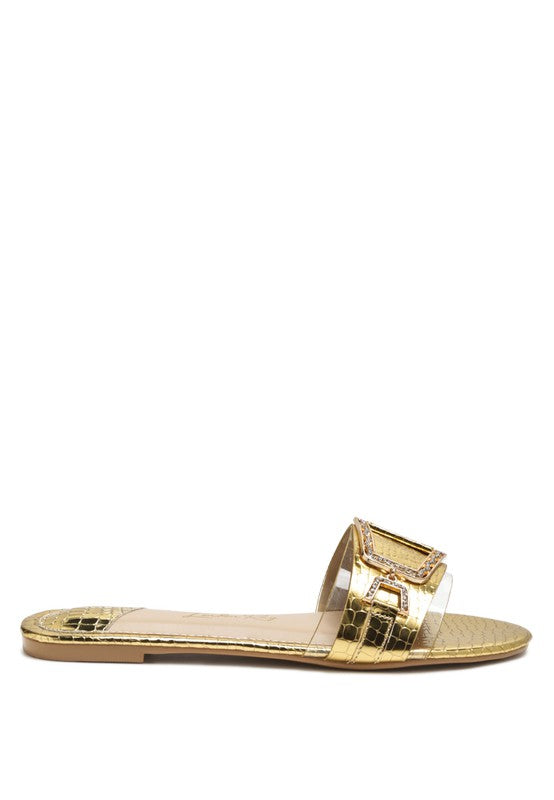 Willa Jewel Embellished Animal Print Croc Flat Sandals