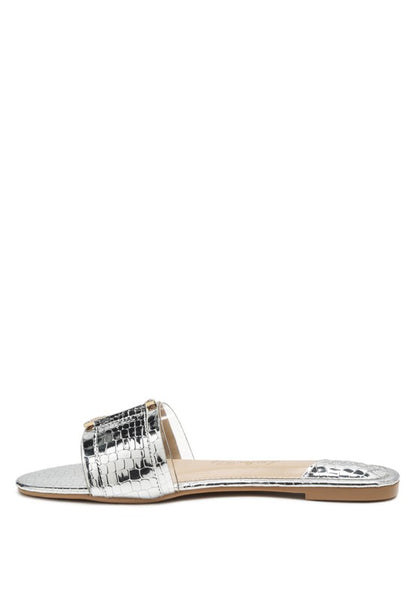 Willa Jewel Embellished Animal Print Croc Flat Sandals