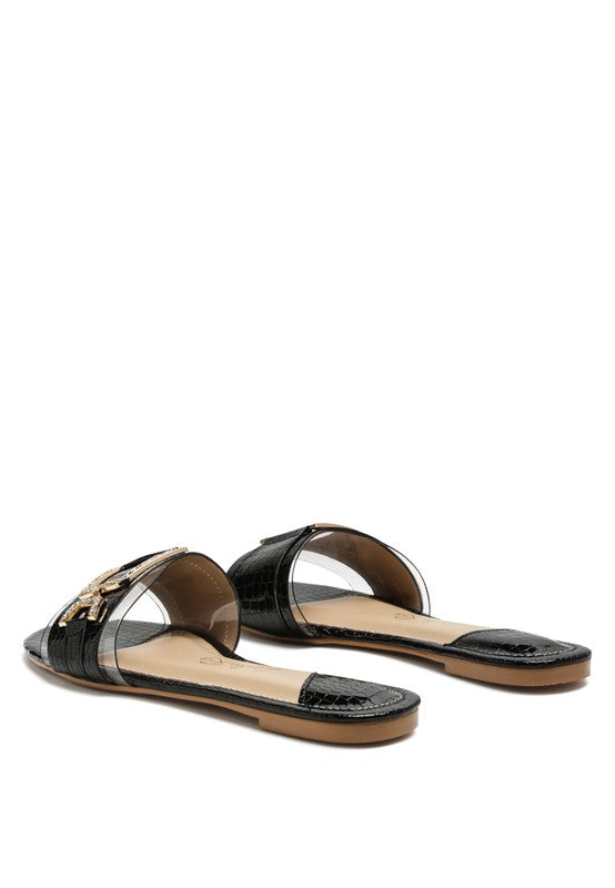 Willa Jewel Embellished Animal Print Croc Flat Sandals