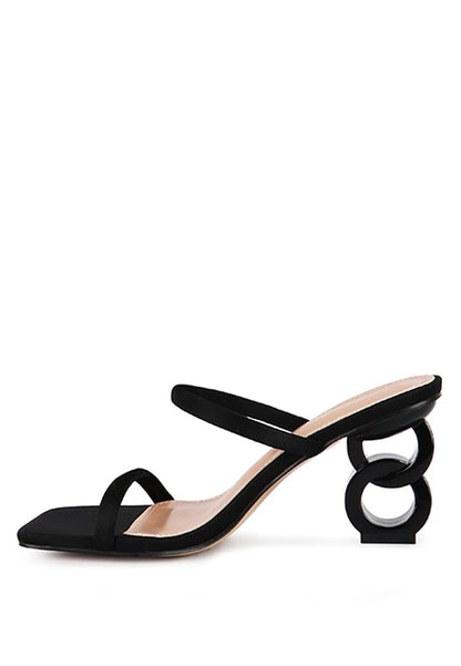 Downtown Double Strap Structured High Heel Sandals