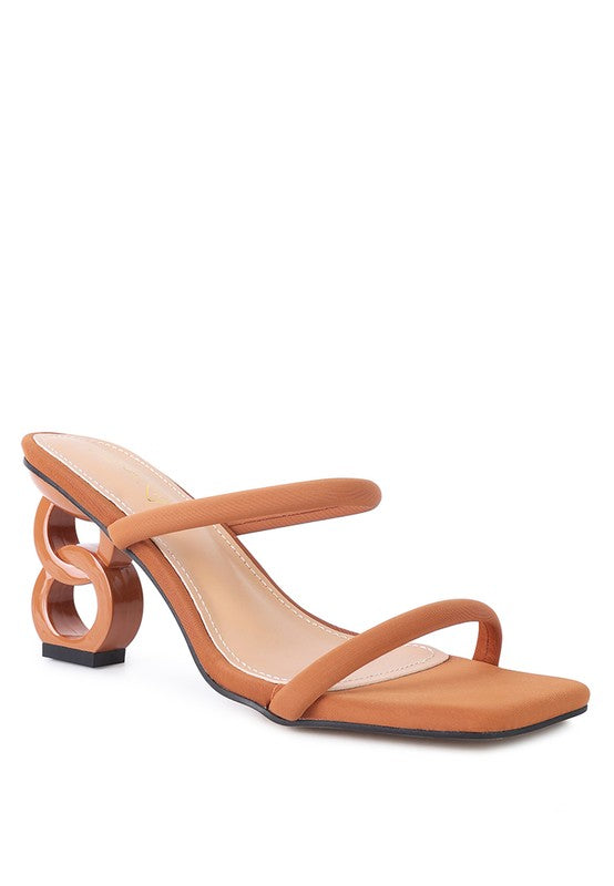 Downtown Double Strap Structured High Heel Sandals