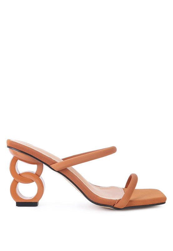 Downtown Double Strap Structured High Heel Sandals